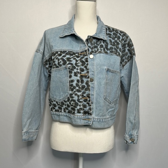 ANDREE BY UNIT Jackets & Blazers - Andree by Unit | Cropped Leopard Jean Jacket, Size S